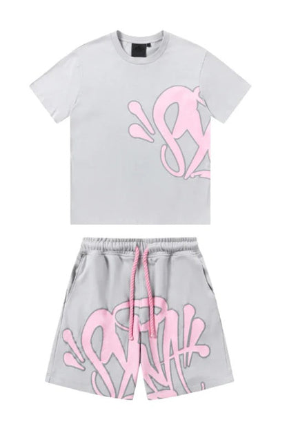 "Graffiti" Short Set Grey/Pink